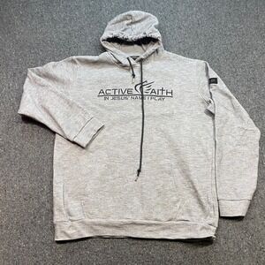 Active Faith Hoodie Sz 3X Mens Gray‎ Streetwear In Jesus Name I Play Sweatshirt